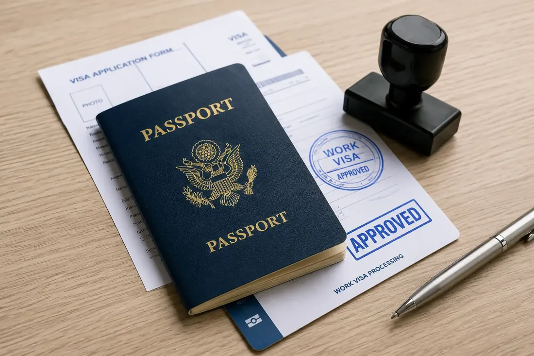 Passport and approved UAE work visa application — visa processing by RK Documents